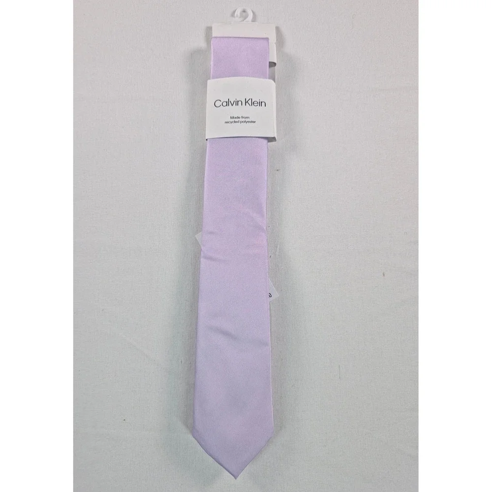 Calvin Klein Mens Tie One Size Light Purple Unison Solid Formal Necktie NWT